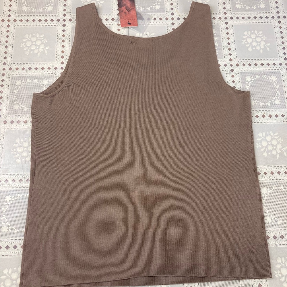 Peruvian Connection Women's Brown Fitted Sleeveless Tank Top Size XL NWT - Picture 2 of 10